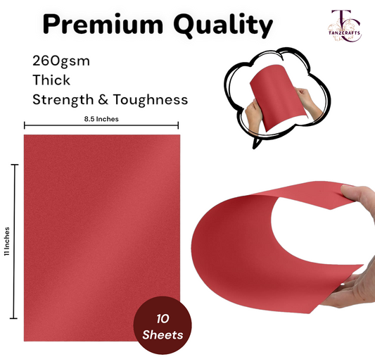 Dark Red Mars Shimmer Cardstock A4, Metallic Paper, TANZCRAFTS 260 GSM Printer Friendly Pearlescent Paper for Invitations, Weddings, Parties, Showers, Art & Crafts