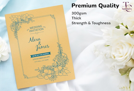 Pale Gold Shimmer Cardstock A4, Metallic Paper, TANZCRAFTS 300 GSM Printer Friendly Pearlescent Paper for Invitations, Weddings, Parties, Showers, Art & Crafts