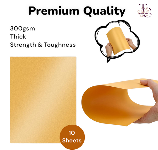 Premium Gold Shimmer Cardstock A4, Metallic Paper, TANZCRAFTS 300 GSM Printer Friendly Pearlescent Paper for Invitations, Weddings, Parties, Showers, Art & Crafts