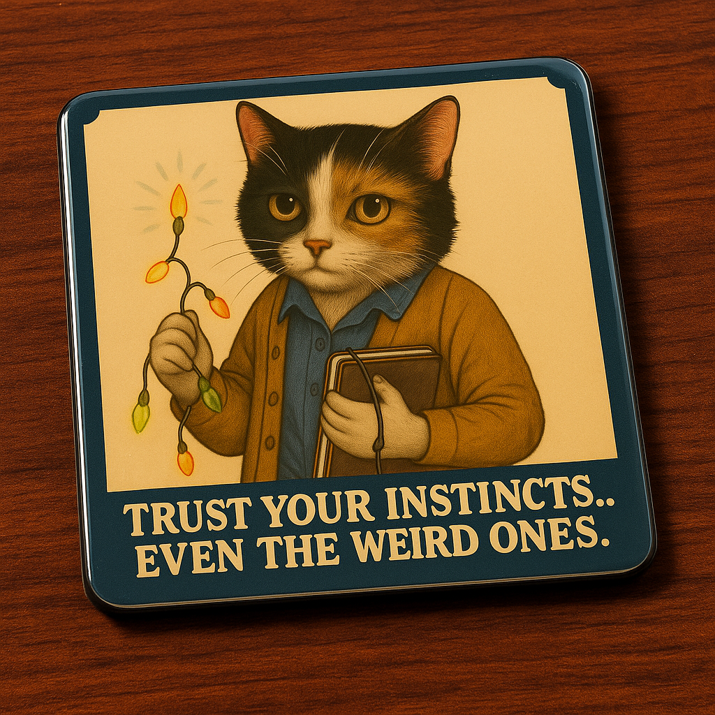 Tanzcrafts Upside down thematic vibe Stranger Cat Coasters – Set of 6 | Glossy 80s-Style Character Art | MDF Sublimation Coasters for Home & Office | Heat-Resistant, Aesthetic Décor