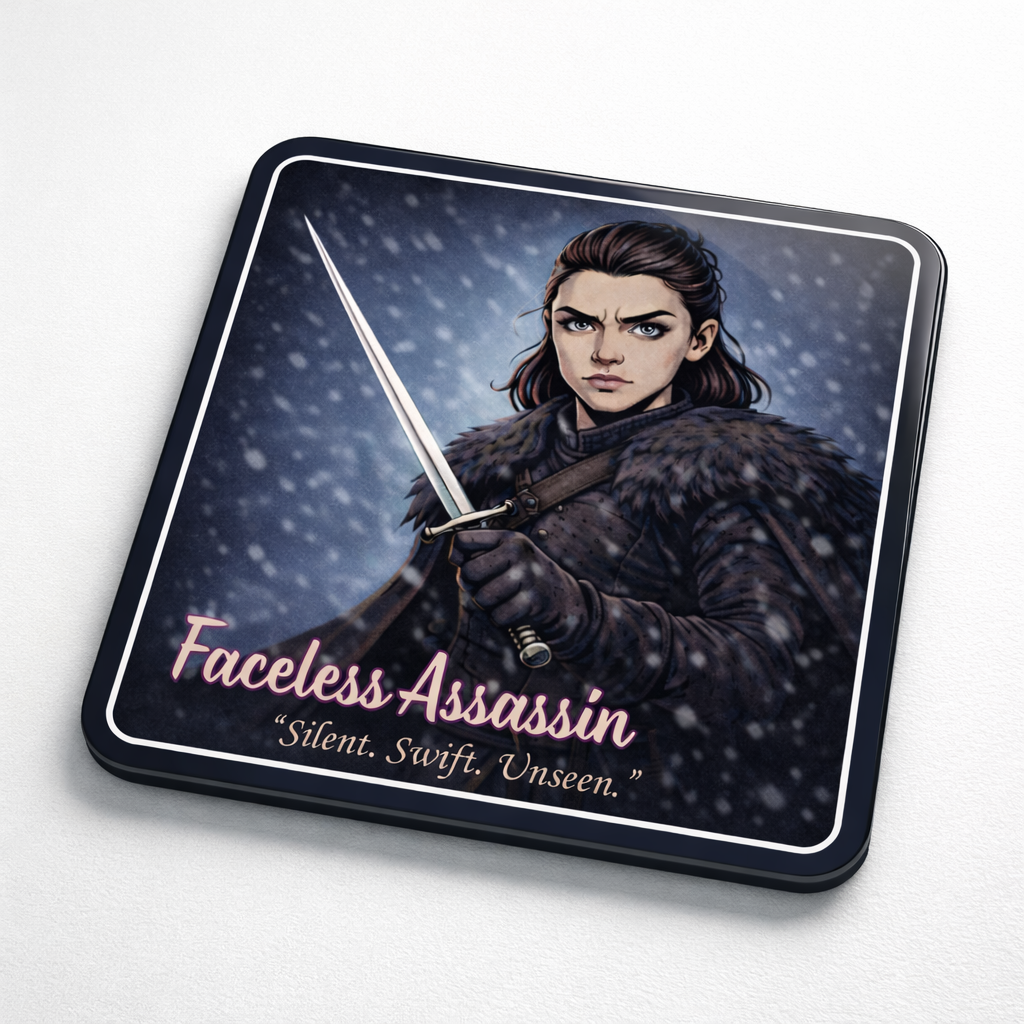 Fantasy-Inspired GOT Comic Style Coasters with Stand | Set of 6 MDF Drink Coasters | Glossy Sublimation Finish | Medieval Power & Warrior Theme Table Coasters
