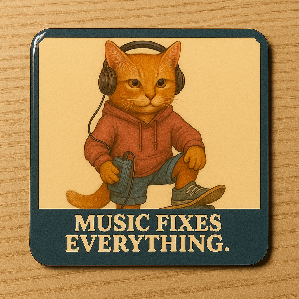 Tanzcrafts Upside down thematic vibe Stranger Cat Coasters – Set of 6 | Glossy 80s-Style Character Art | MDF Sublimation Coasters for Home & Office | Heat-Resistant, Aesthetic Décor