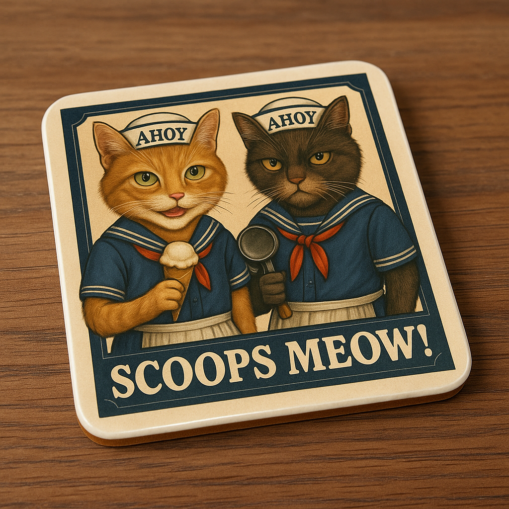 Tanzcrafts Upside down thematic vibe Stranger Cat Coasters – Set of 6 | Glossy 80s-Style Character Art | MDF Sublimation Coasters for Home & Office | Heat-Resistant, Aesthetic Décor (Copy)